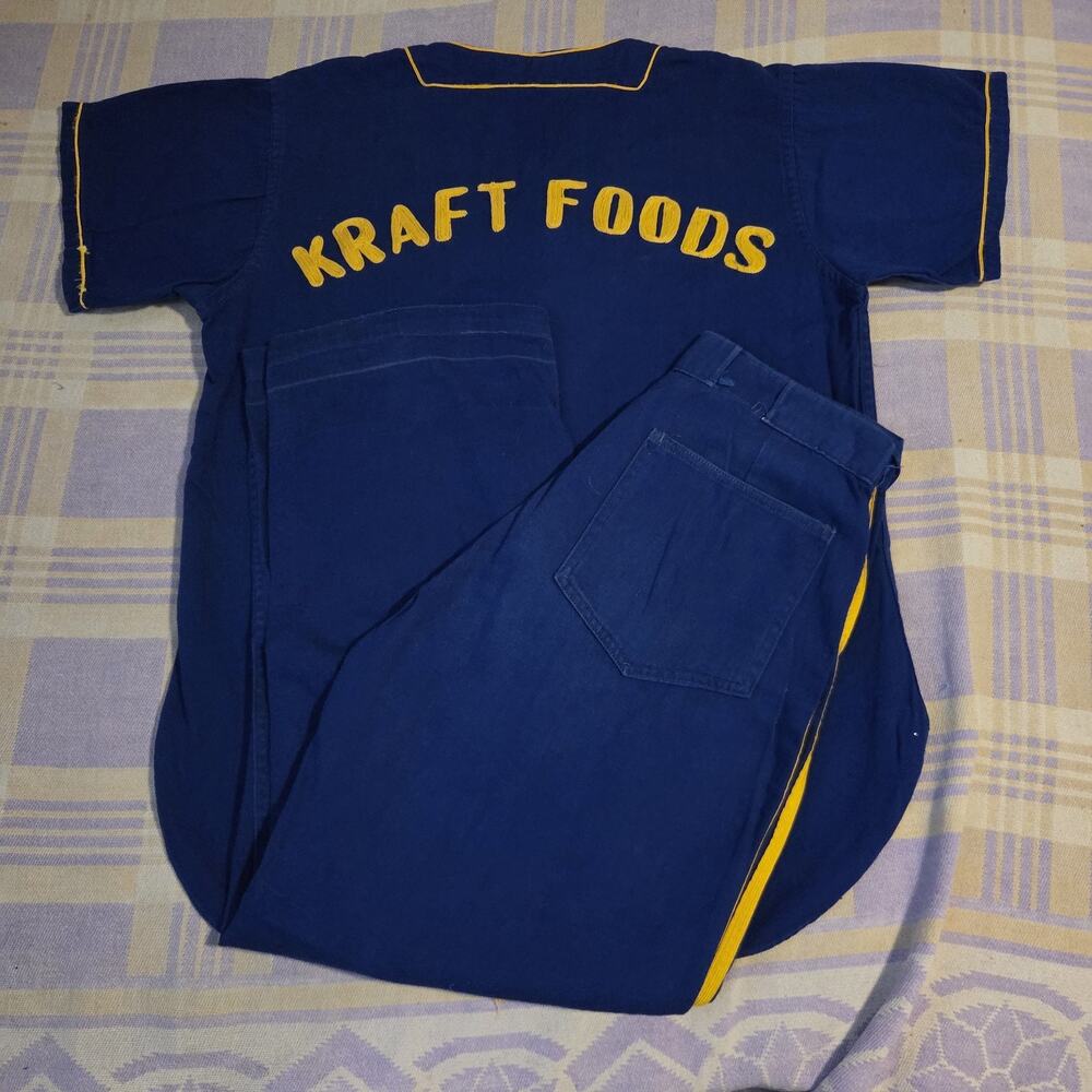 Vintage 1940s Kraft Foods Baseball Jersey Uniform Set Pamts Topps Rare